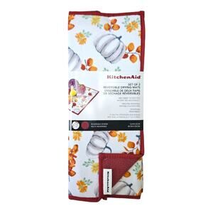 NEW KitchenAid Fall Pumpkins Drying Mats 16" x 22" [Multicolored] (Pack of 2)